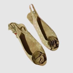 A2 by Aerosoles Slingback Shoes With Polka Dots And Rosette Toes Sz 10